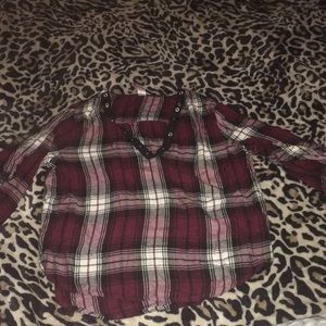 Maroon plaid shirt
